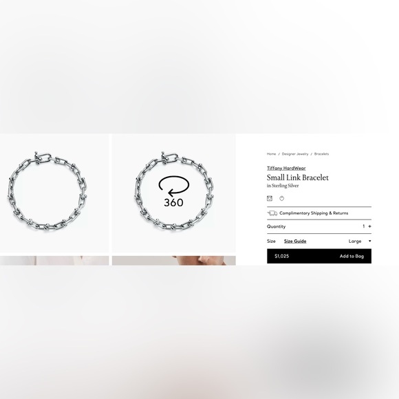 Authentic and Gorgeous Tiffany Hardware Small Chain Link Silver Bracelet! - Picture 3 of 7